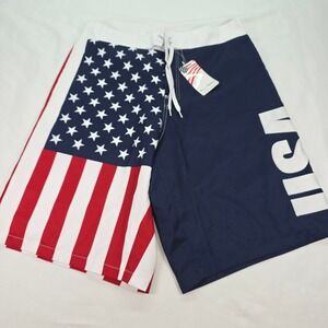 American Summer Mens USA Flag Board Shorts Swim Trunks Patriotic Flag Sz M‎